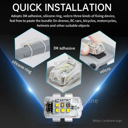 STARTRC LED Night Flight, Our product is easy to install on various surfaces with its three types of mounting devices.