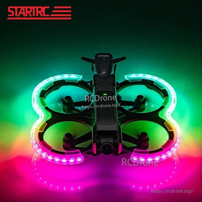 STARTRC LED Propeller Guard, A protective propeller guard for DJI Avata 2, featuring rechargeable luminous anti-collision rings and propellers bumpers.