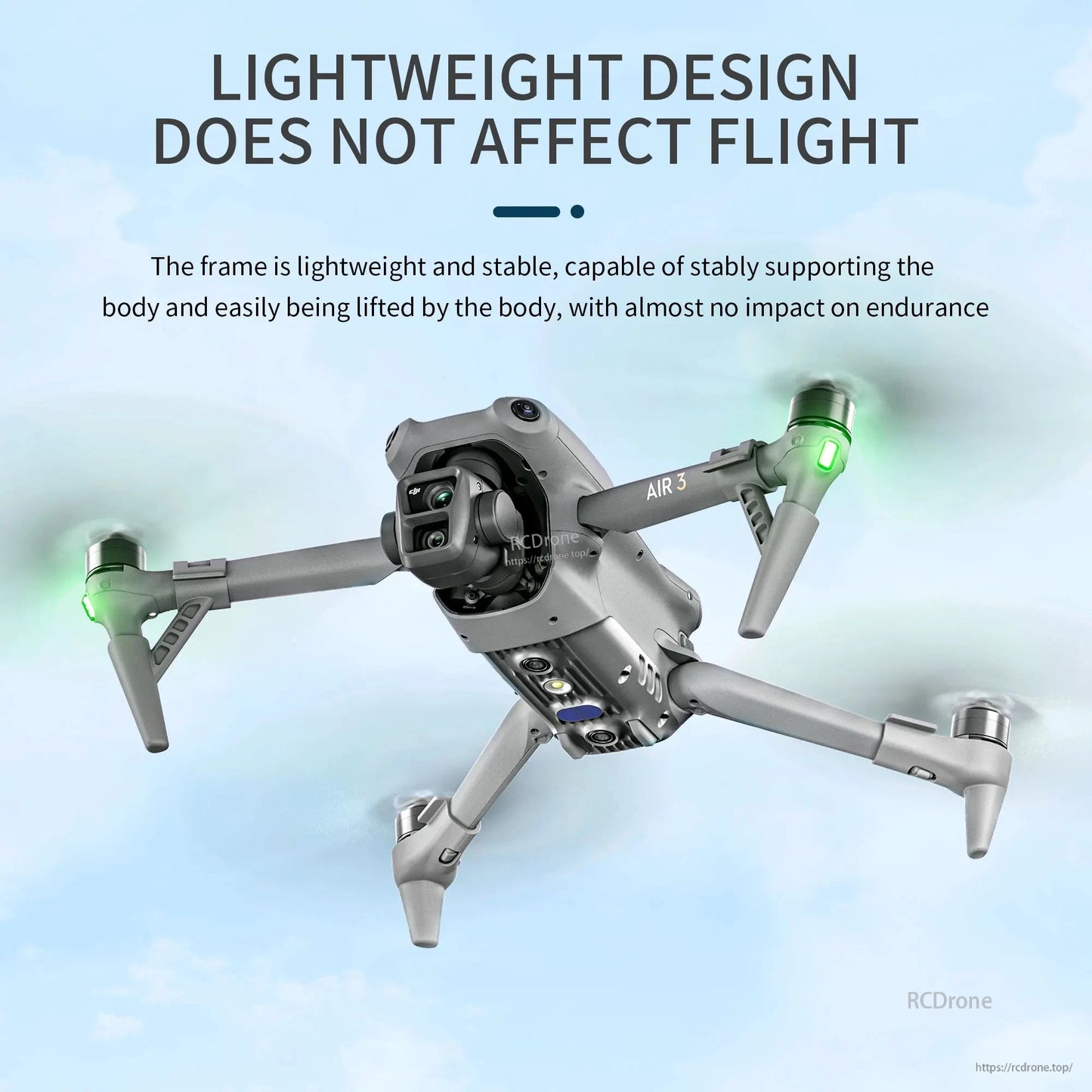 STARTRC Landing Gear extensions for DJI Air 2/3 provide stabilized support with lightweight ABS material, weighing only 32g.