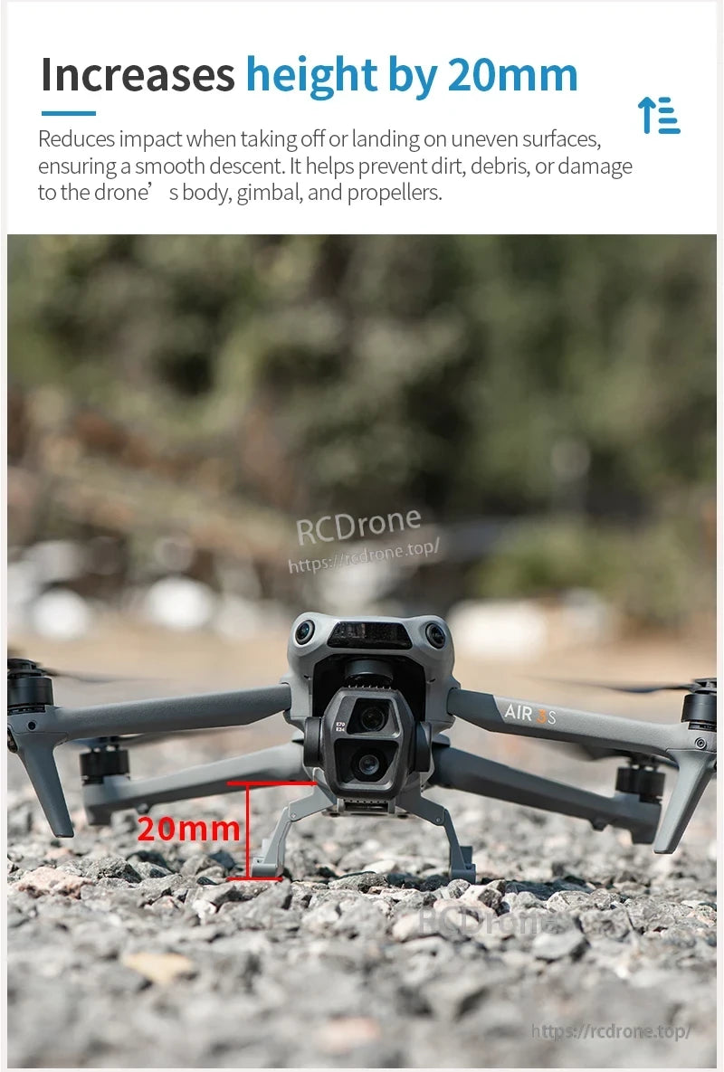 STARTRC Landing Gear, Landing gear increases height by 20mm, reducing impact on uneven surfaces and protecting drone components.
