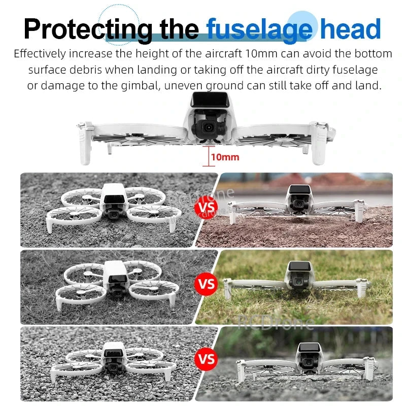 STARTRC Landing Gear, Protects fuselage head; 10mm extension prevents debris, dirt, and gimbal damage; ensures safe takeoff and landing on uneven terrain.