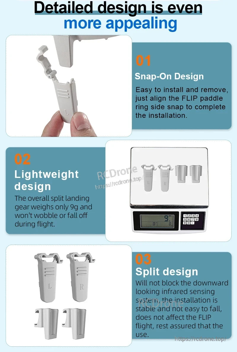 STARTRC Landing Gear, Lightweight, secure snap-on landing gear with split design prevents wobble, preserves sensor function, and ensures reliable, seamless drone performance in various conditions. (24 words)