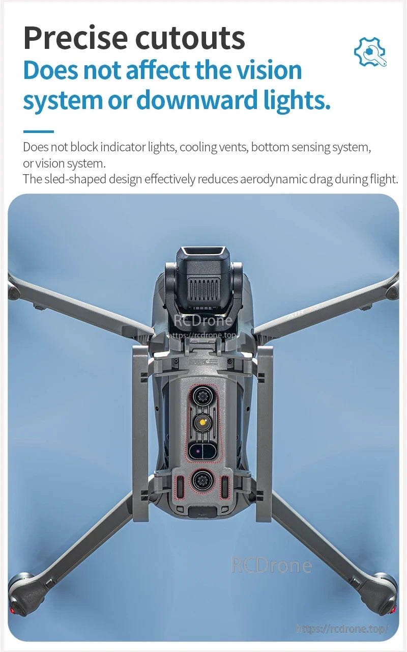 STARTRC Landing Gear, Sled-shaped design with precise cutouts minimizes drag while preserving vision system and lights for optimal drone performance.