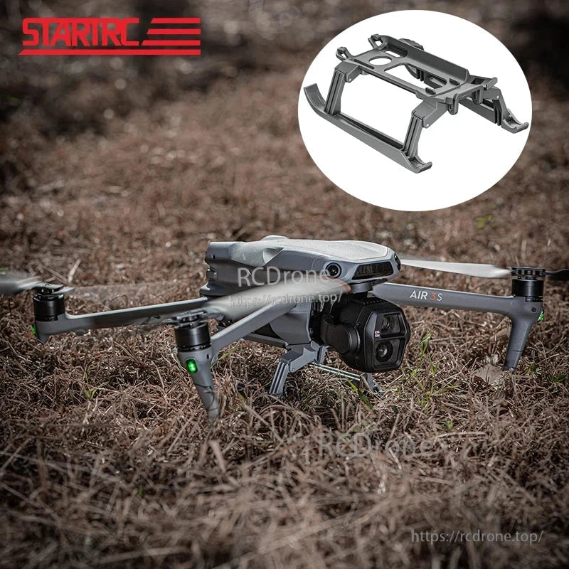 Introducing the STARTRC Landing Gear for DJI Air 2S and Mavic Air 3 drones with folding legs and quick-release skid.