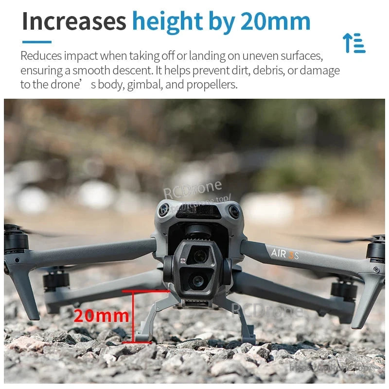 STARTRC Landing Gear, Adds 20mm height, cushions landings on rough terrain, and safeguards drone body, gimbal, and propellers during takeoff and landing.