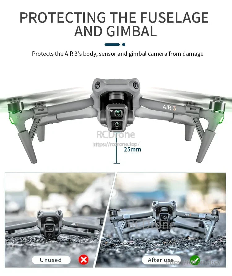 STARTRC Landing Gear, Protects AIR 3 fuselage and gimbal, provides 25mm lift, prevents landing damage.