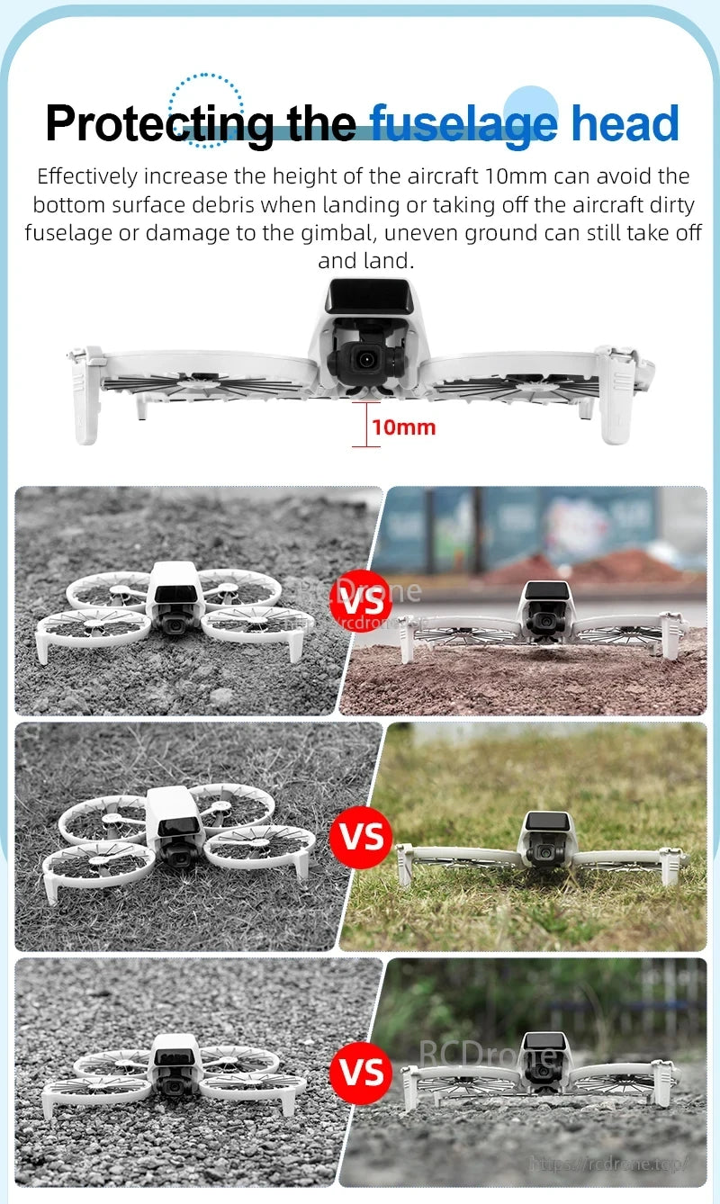 STARTRC Landing Gear, Increases fuselage protection by 10mm, preventing debris, dirt, and gimbal damage during takeoff/landing on uneven terrain.