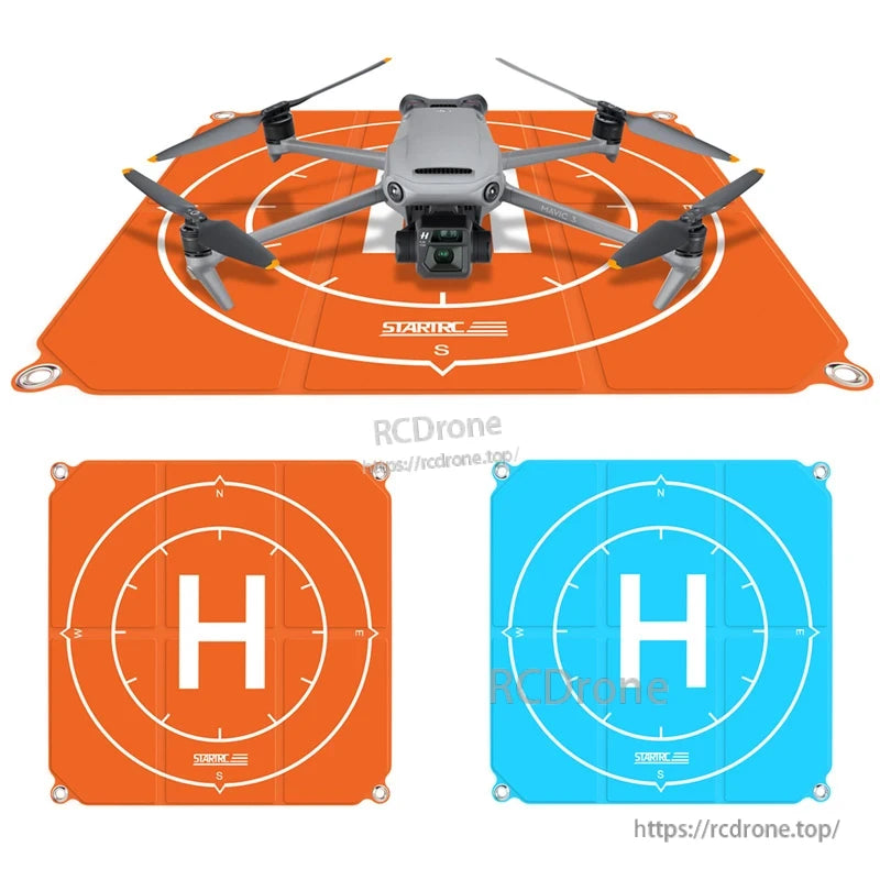 The StartRC Landing Pad is a waterproof pad with "H" indicators for visual guidance, compatible with DJI Mavic 3.