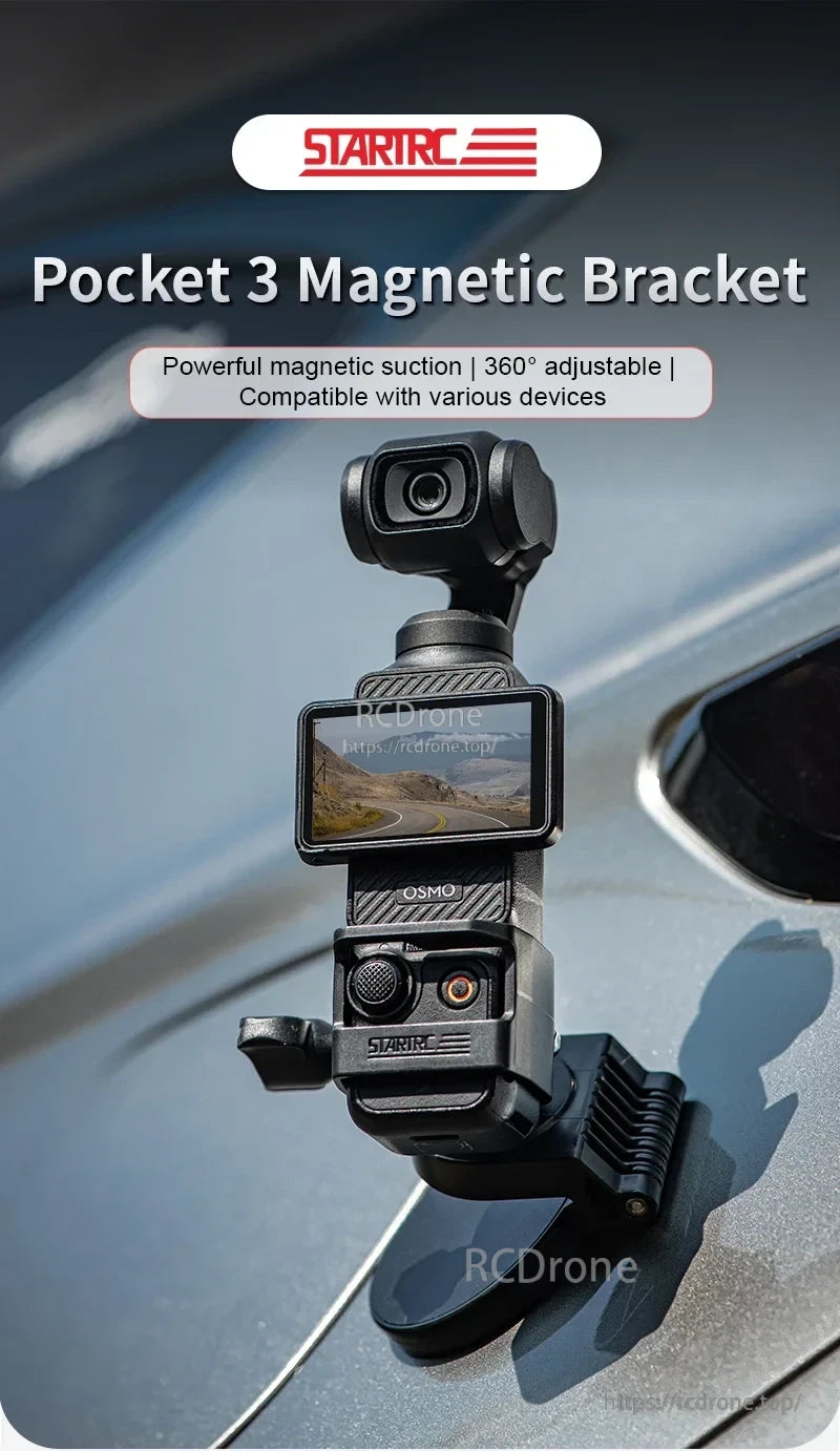 STARTRC Magnetic Mount Bracket, STARTRC Pocket 3 Magnetic Bracket provides strong magnetic hold, 360° adjustability, compact design, and universal device compatibility for convenient, secure on-the-go use.