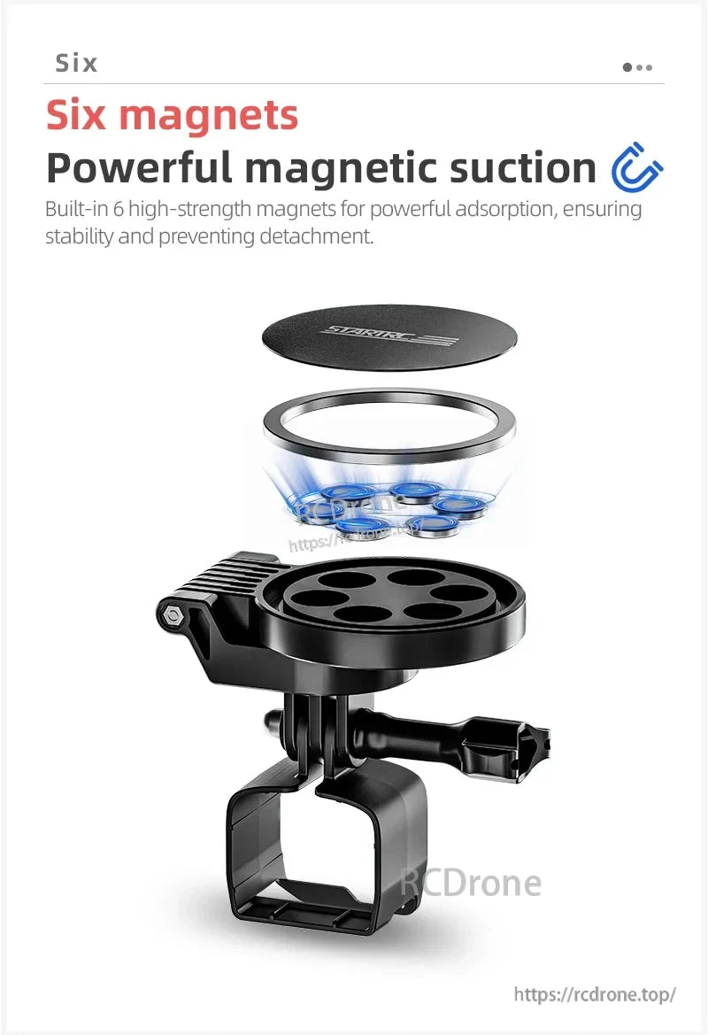 STARTRC Magnetic Mount Bracket, Six magnets ensure strong, stable mounting with powerful suction.