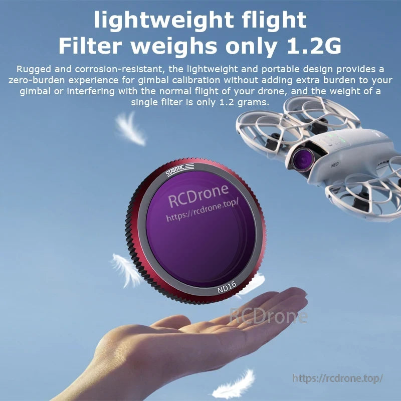 STARTRC Magnetic ND & CPL Filter, A 1.2g lightweight, durable, corrosion-resistant filter adds no extra weight, ensuring smooth calibration and easy portability for gimbals and drones. (24 words)