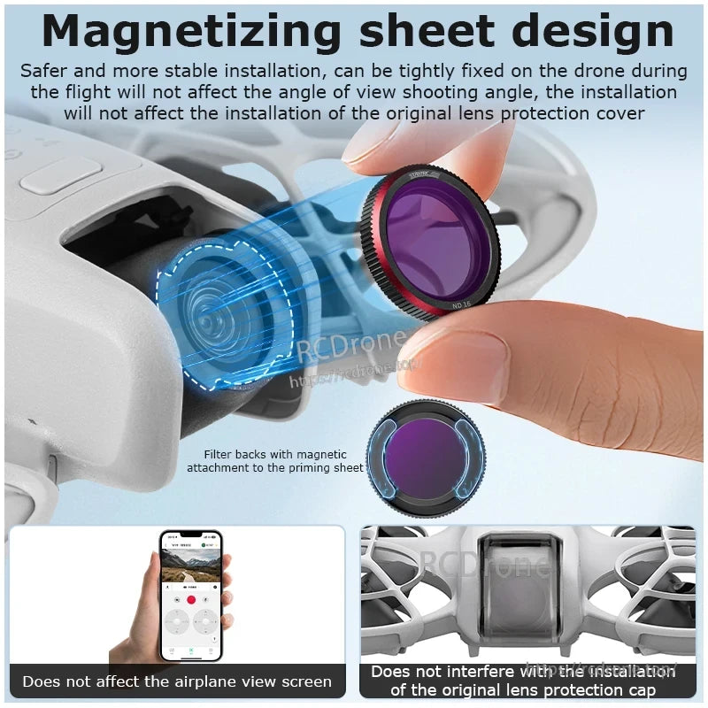 STARTRC Magnetic ND & CPL Filter, Magnetic sheet allows secure, stable filter attachment without blocking view or lens cap, ensuring screen visibility and original protection. (24 words)
