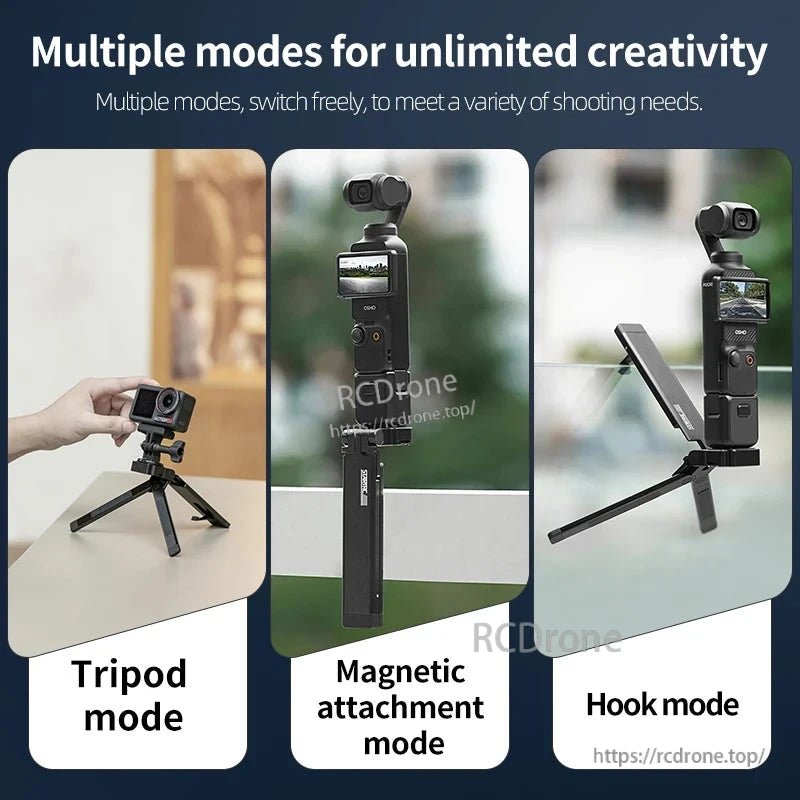 STARTRC Magnetic Tripod folding selfie stick with 250° tilt for DJI Pocket 3, Osmo Action, GoPro, Insta360.