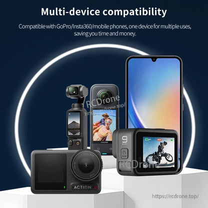 Compatible with GoPro, Insta360, and phones; one versatile device saves time and money.