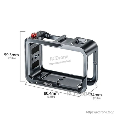 STARTRC metal cage for DJI Osmo Action 5 Pro with cold shoe, 1/4'' threads, and quick release for secure camera mounting and easy attachment of accessories.