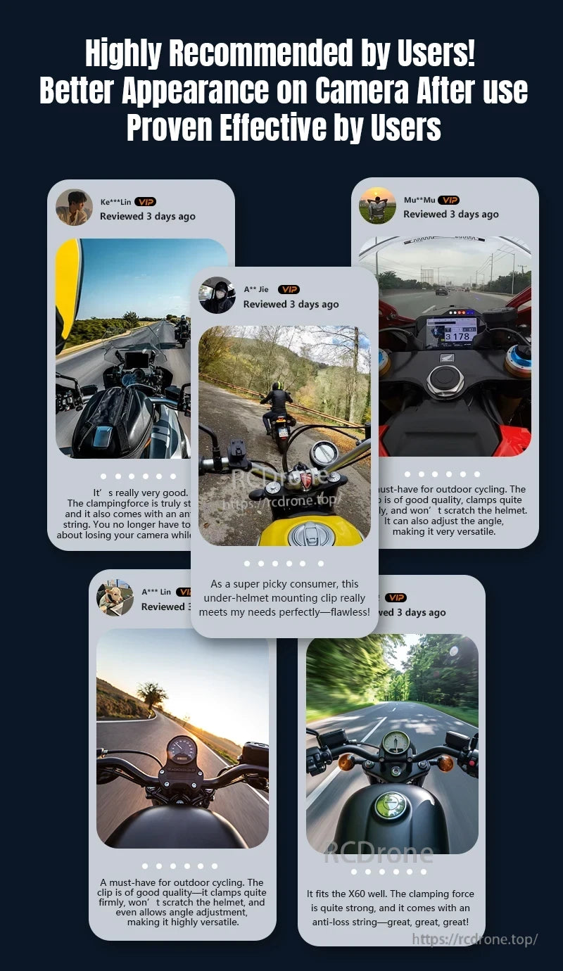 STARTRC Motorcycle Helmet Chin Mount Clip Bracket, Durable, secure helmet mount clip with strong clamp, anti-loss string, and adjustable angle—ideal for cycling and motorcycling.