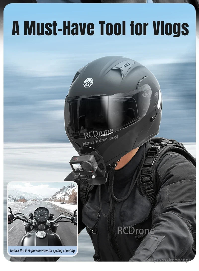 STARTRC Motorcycle Helmet Chin Mount Clip Bracket, Essential vlogging tool with first-person perspective; helmet chin mount clip for cycling and action shooting.