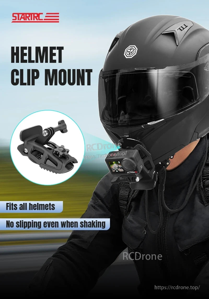 STARTRC Motorcycle Helmet Chin Mount Clip Bracket, STARTRC Helmet Clip Mount fits all helmets, providing a secure, no-slip hold for action cameras during rides.