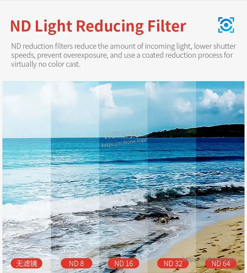 STARTRC (StartRC) ND Fil, ND Light Reducing Filter reduces incoming light, allows lower shutter speeds, prevents overexposure, and has virtually no color cast.