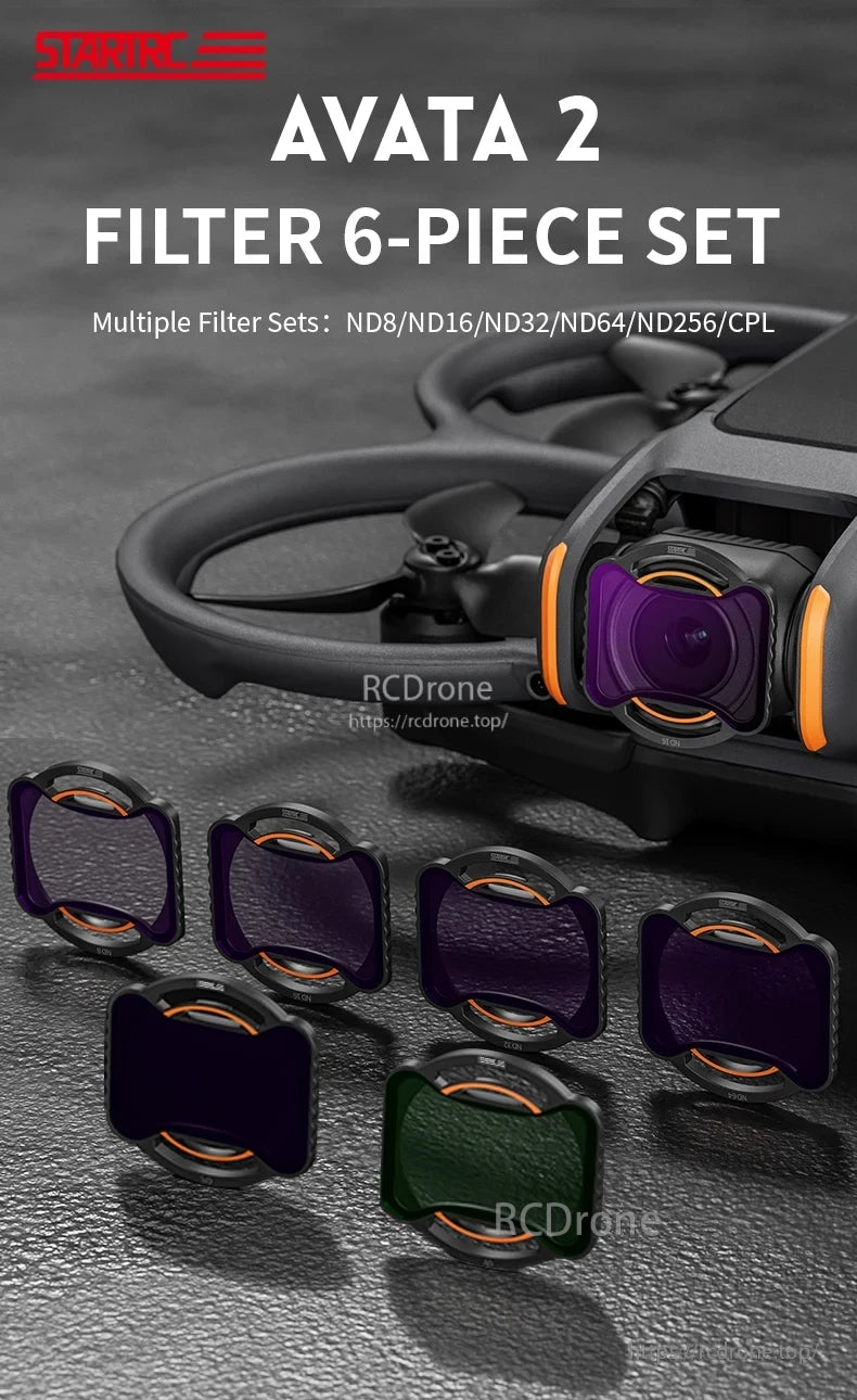 STARTRC ND Filter, STARTRC AVATA 2 6-piece filter set includes ND8, ND16, ND32, ND64, ND256, and CPL filters for enhanced drone photography control.