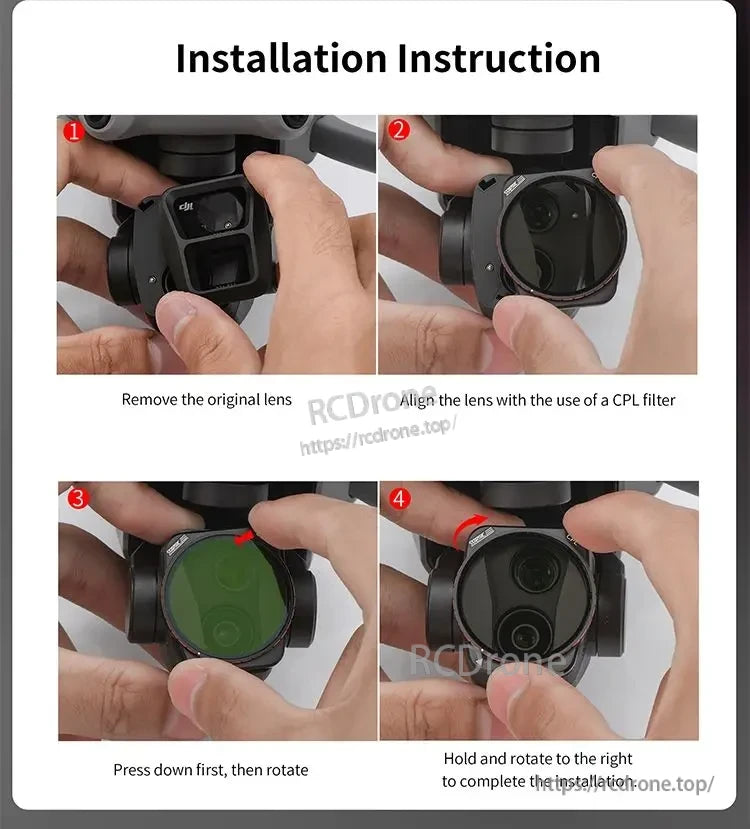 STARTRC ND Filter installation guide with four steps.