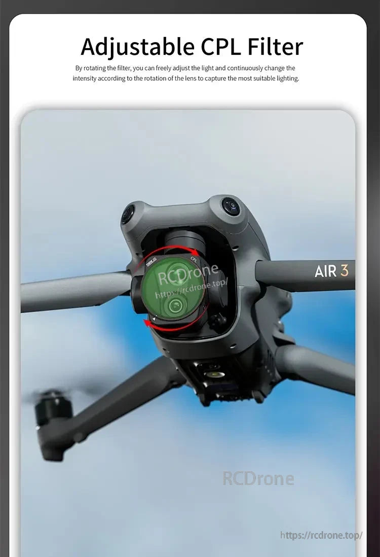 STARTRC ND Filter, Adjustable CPL filter for drone cameras, rotates to control light intensity.