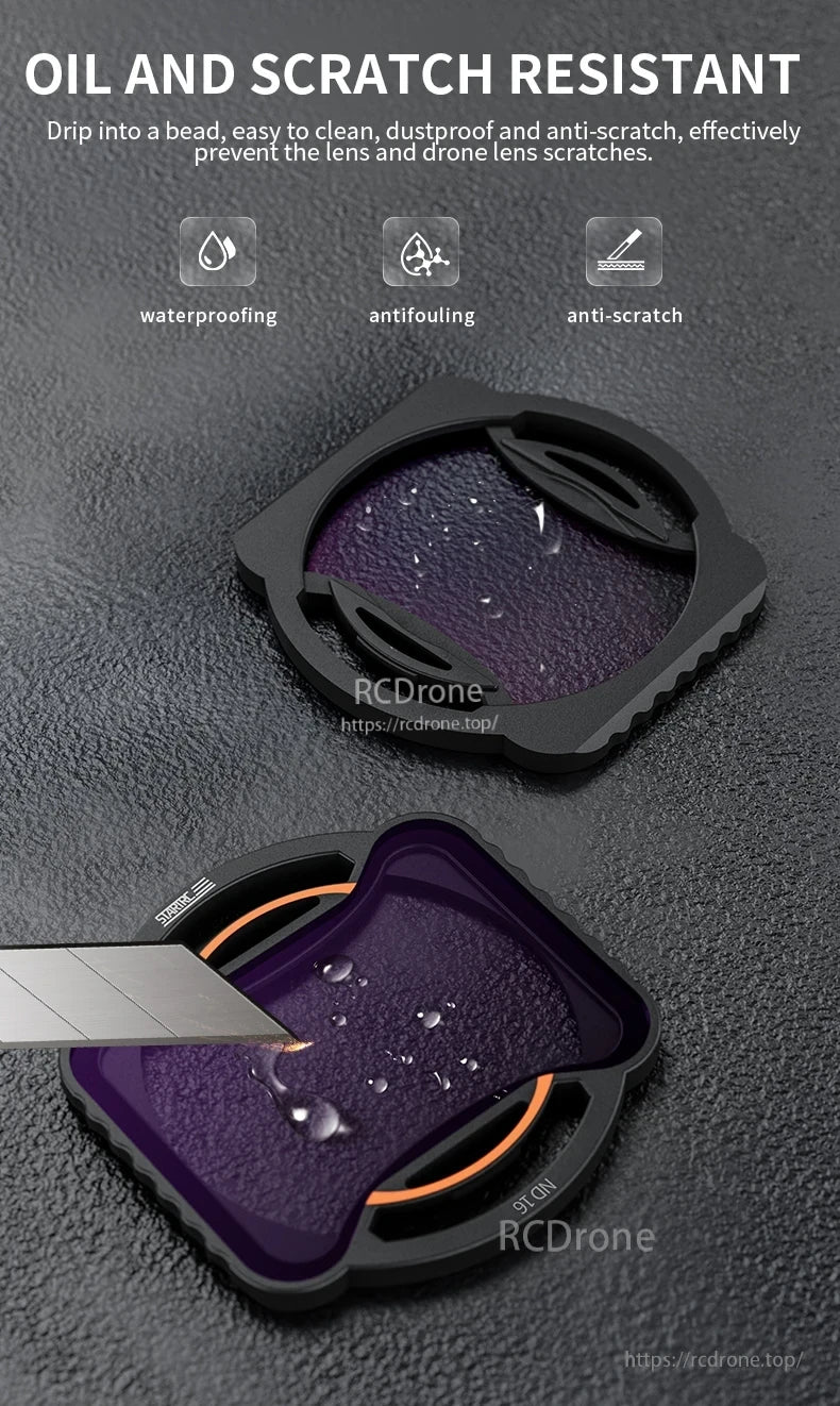 STARTRC ND Filter, Durable, waterproof ND filter with anti-scratch, oil-resistant, and easy-to-clean properties to protect drone lenses.