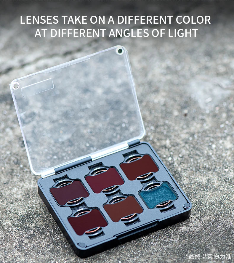 STARTRC ND Filter, Six color-changing filters, including red and blue, adapt to light angles, ideal for photography.