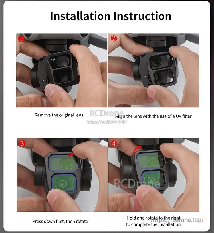 STARTRC ND Filter Installation Guide: Remove, Align, Press, Rotate