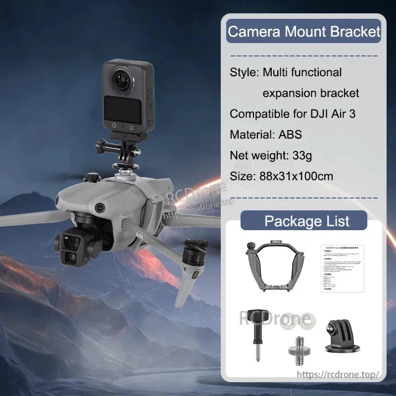 STARTRC Osmo 360 Expansion Fixed Bracket, Osmo 360 Expansion Bracket Mount for DJI Mavic series and Avata 2, compatible with 1/4 screw and GoPro adapter.