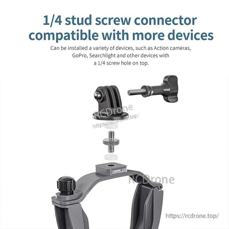 STARTRC Osmo 360 Expansion Fixed Bracket, 1/4 stud screw connector for action cameras, GoPro, searchlight and similar devices.