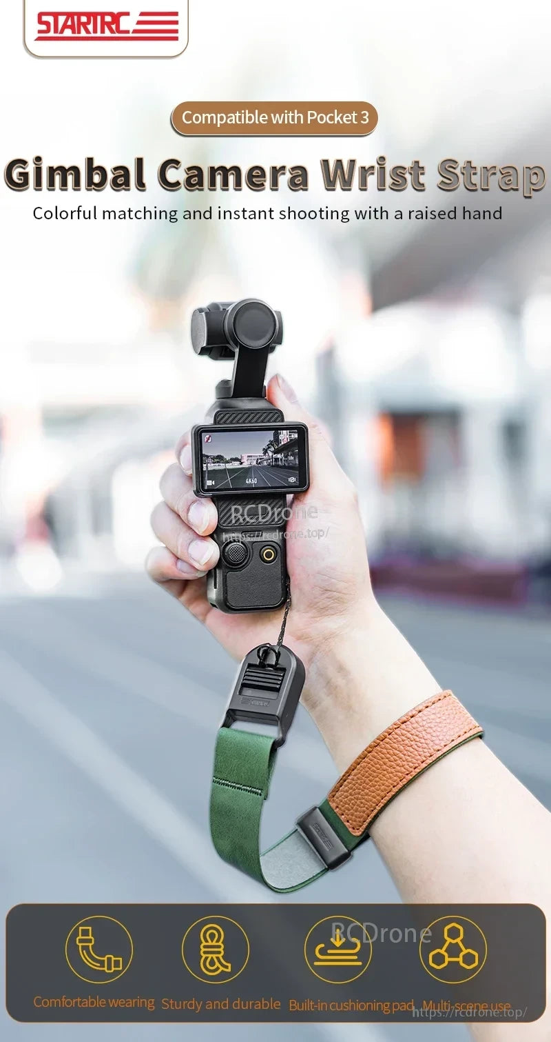 STARTRC Pocket 3 wrist strap is comfortable, durable, and cushioned, ideal for various activities.