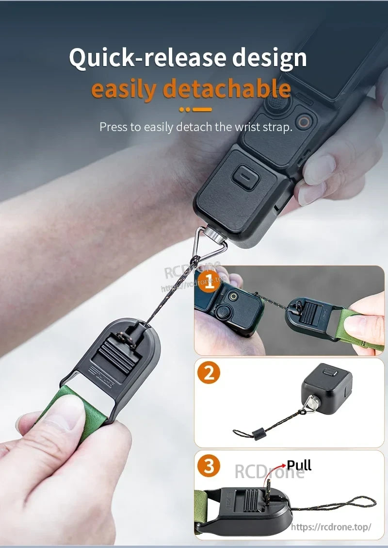 STARTRC Pocket 3 Wrist Strap, Quick-release wrist strap, easily detachable with press and pull mechanism for convenient use.
