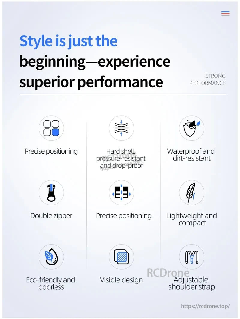 STARTRC Portable Storage Bag, Precise positioning, durable, waterproof, double zipper, lightweight, eco-friendly, visible design, adjustable strap—style and performance combined. (24 words)