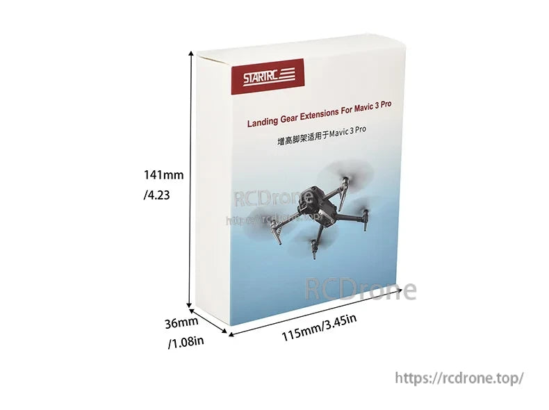 STARTRC Propeller Guard, STARTRC landing gear extensions for Mavic 3 Pro, measuring 141x115x36mm, enhance stability and ground clearance during takeoff and landing.