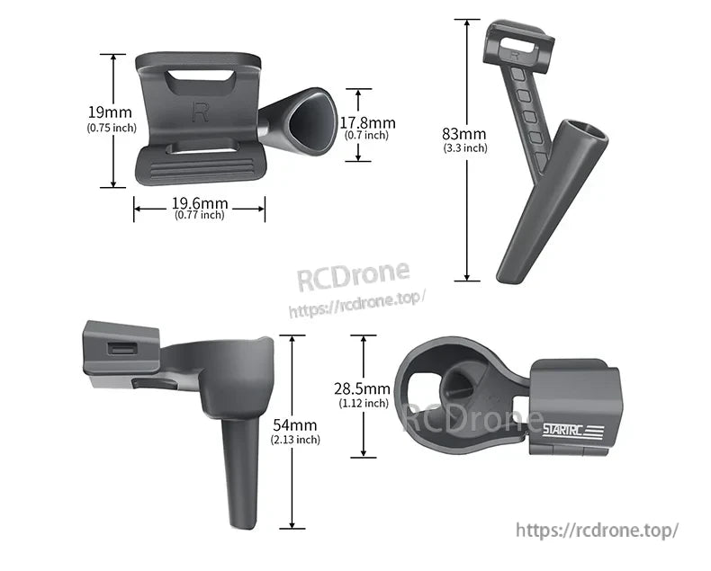 STARTRC Propeller Guard measures 19mm, 19.6mm, 17.8mm, 83mm, 54mm, and 28.5mm in various dimensions, ensuring secure drone propeller protection.