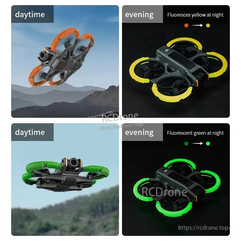 STARTRC Propeller Guard, Protects DJI Avata 2 drone with shock-absorbing propeller guard and fluorescent anti-collision cover for low-light visibility.