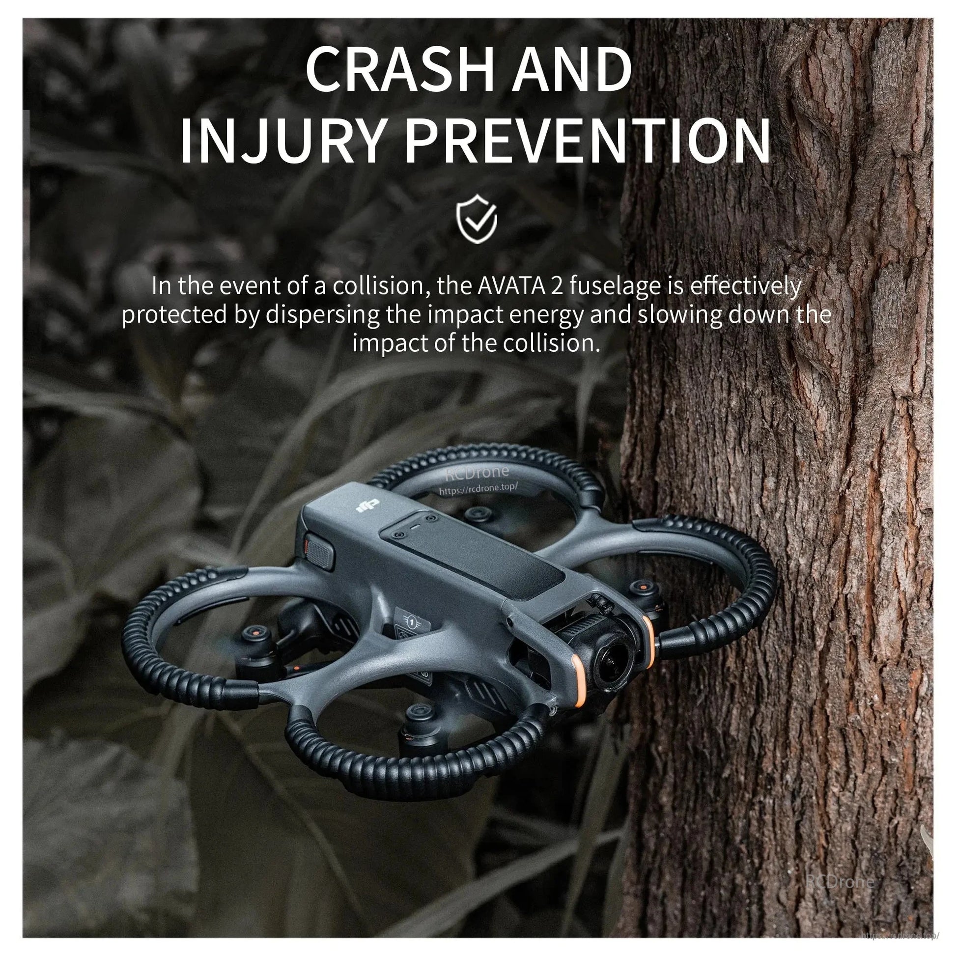 STARTRC Propeller Guard, AVATA 2 prevents crashes and injuries by dispersing impact energy and reducing collision force through its protective fuselage design.