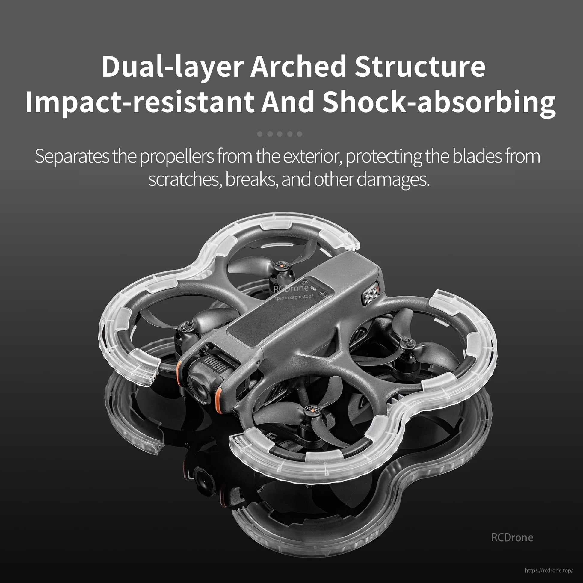 STARTRC Propeller Guard, Dual-layer arched design with transparent TPU ring offers impact resistance and protects propellers from damage.