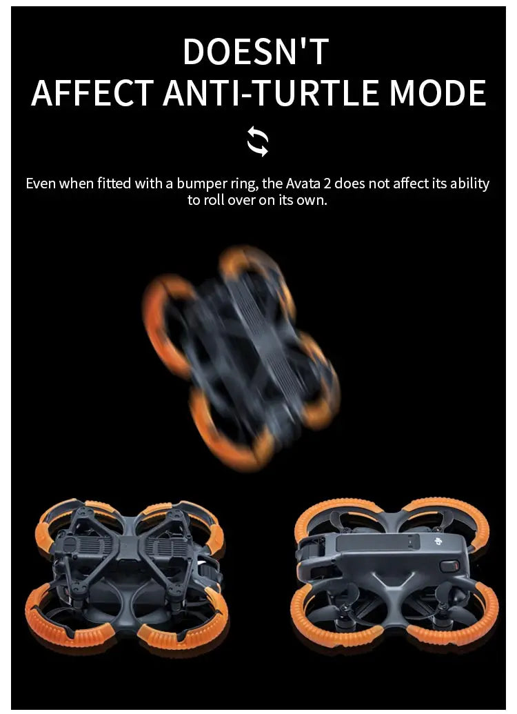 STARTRC Propeller Guard, The bumper ring does not hinder Avata 2’s anti-turtle mode, preserving its self-righting capability.
