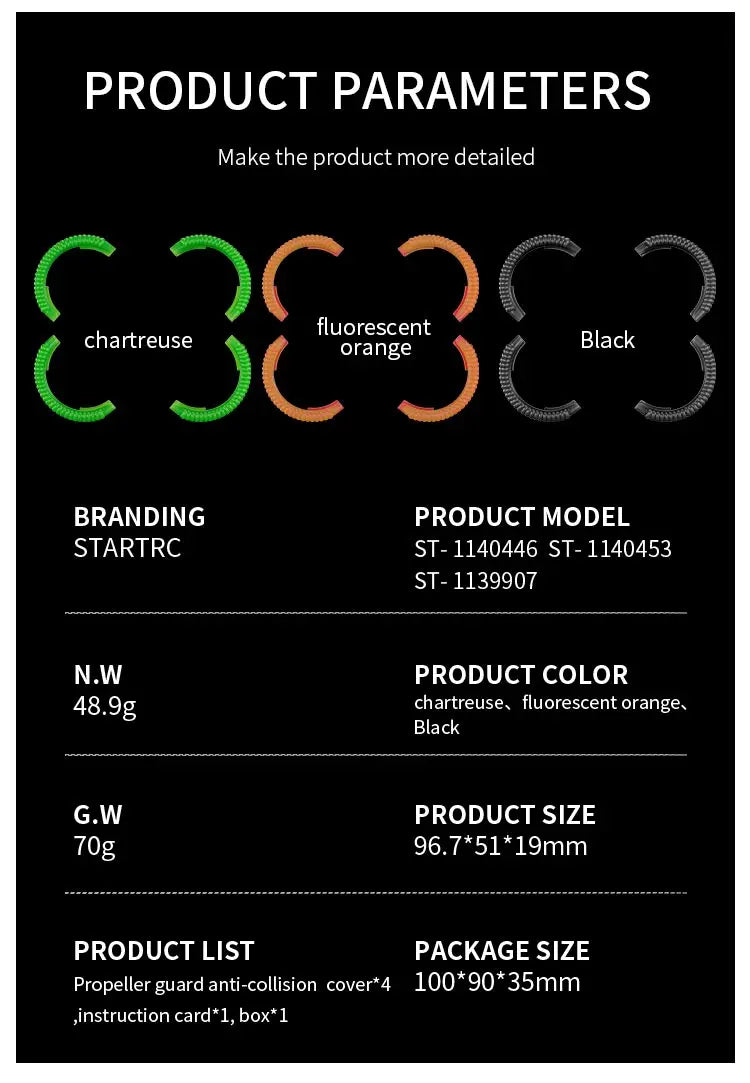 STARTRC Propeller Guard, Colorful, lightweight propeller guards (48.9g) fit select drones, enhancing safety with bright visibility and durable design. Easy to install, ideal for hobbyists and professionals.