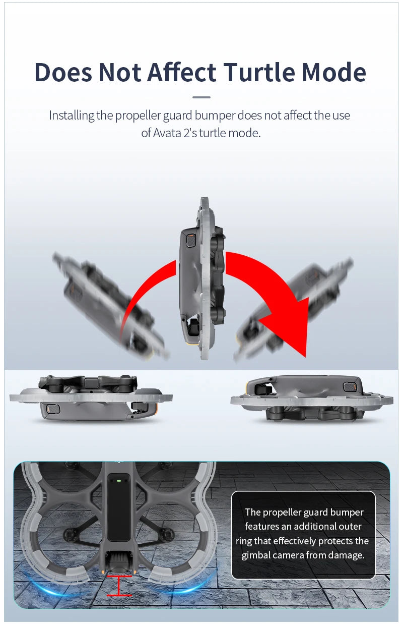 STARTRC Propeller Guard, Propeller guard bumper shields gimbal camera, preserves turtle mode, includes outer ring for enhanced protection. (16 words)