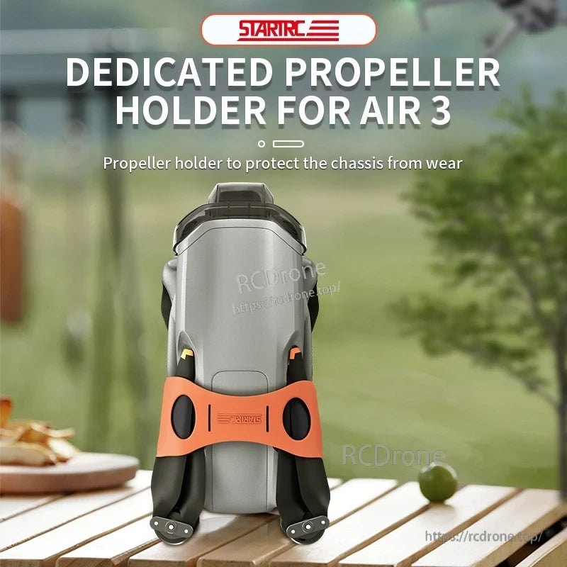 STARTRC propeller holder for Air 3 features orange-black design, ensures secure fit, and protects chassis from wear.