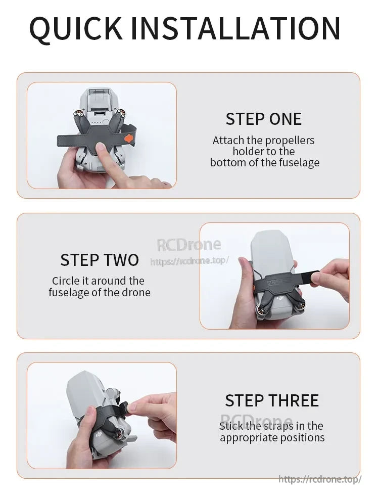 STARTRC Propeller Holder, Attach propeller holder, align in circular position, and secure straps tightly to drone fuselage for quick installation.