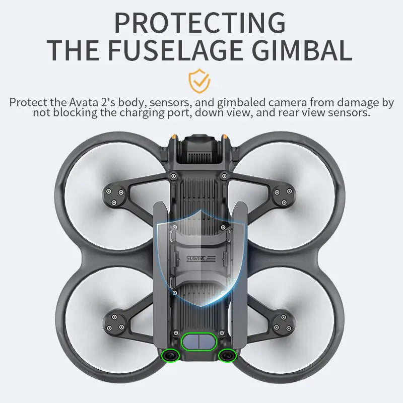 STARTRC Quick Release Landing Gear, Protects Avata 2’s body, camera, and sensors while keeping charging port and view sensors unobstructed.