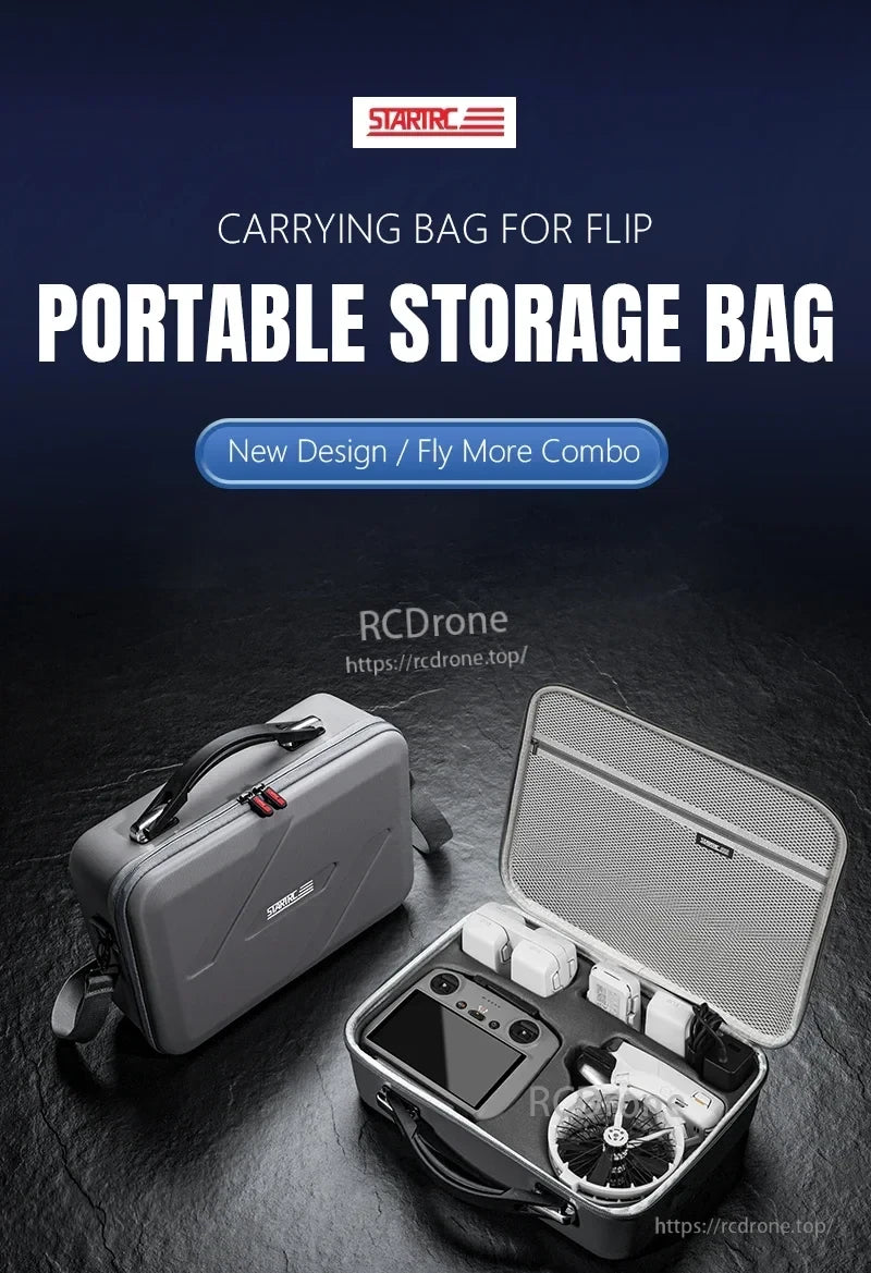 STARTRC Shoulder Bag, Portable STARTRC bag features organized compartments, durable build, and fly-more combo storage for Flip drone.
