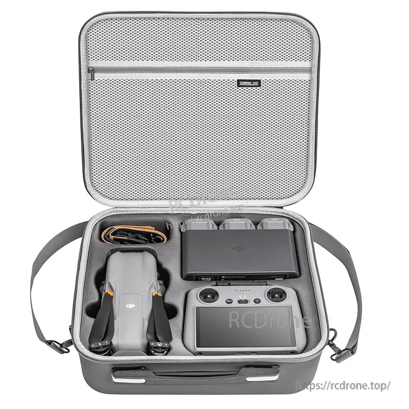 STARTRC Shoulder Bag, STARTRC DJI Air 3 Bag: PU material, gray color, shoulder strap, compatible with RC2/RC-N2, measures 32.5x26.5x12.2cm and weighs 643g.