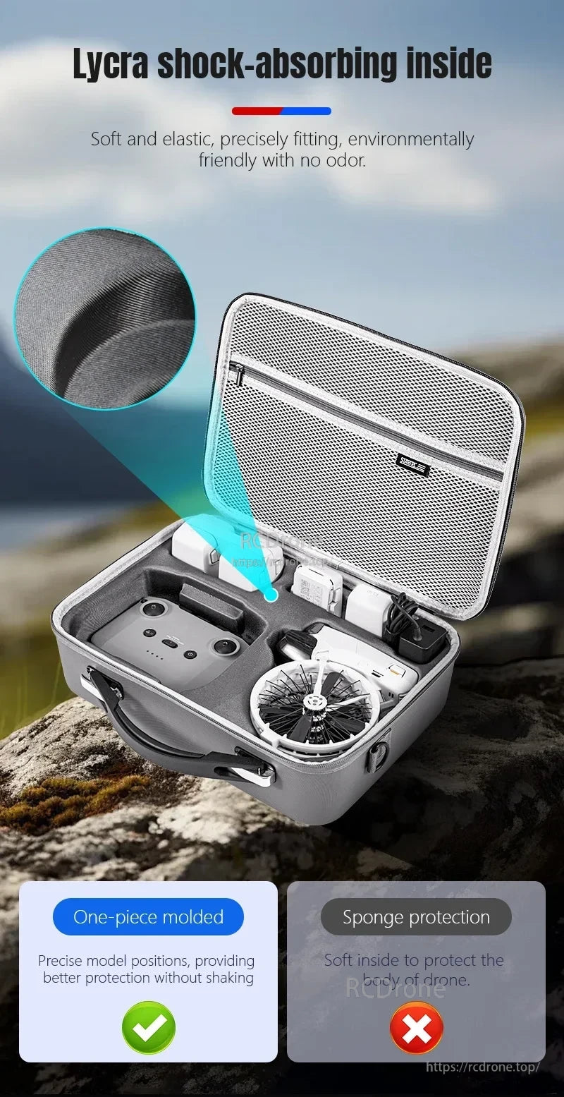 STARTRC Shoulder Bag, Soft, one-piece Lycra lining with shock absorption ensures precise fit and protection for drone storage.