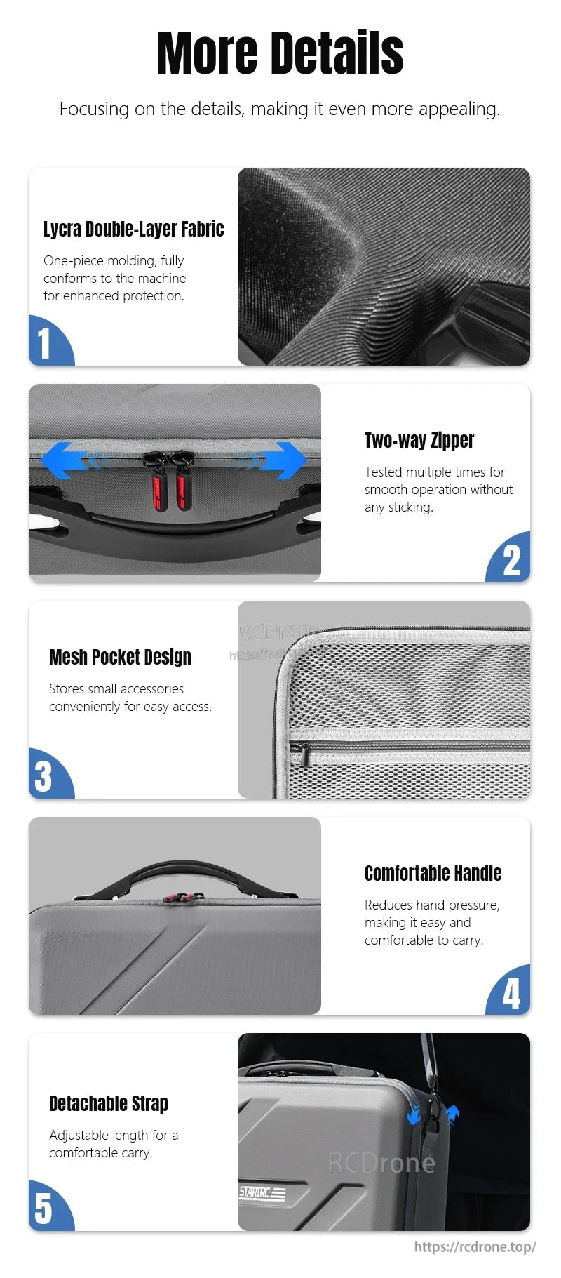 STARTRC shoulder bag with durable Lycra fabric, two-way zipper, mesh pocket, comfortable handle, and adjustable strap. Ideal for daily use or travel—functional, protective, and easy to carry. (24 words)