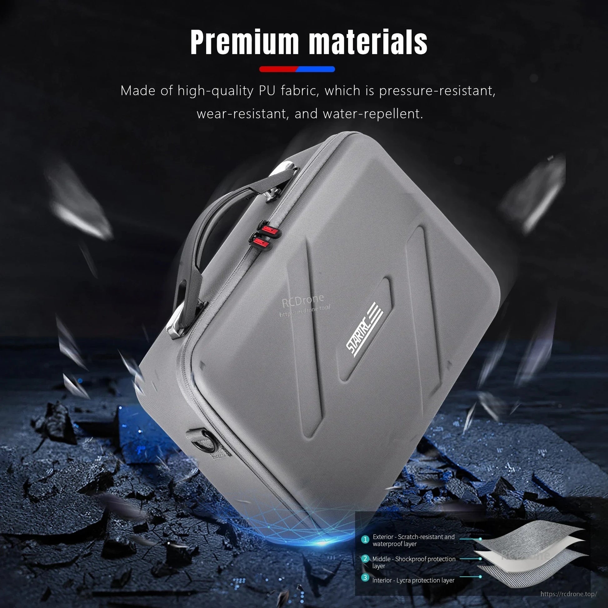 STARTRC Shoulder Bag, Premium PU fabric bag with scratch-proof exterior, shockproof padding, Lycra interior; pressure, wear, and water-resistant. Ideal for drone protection.